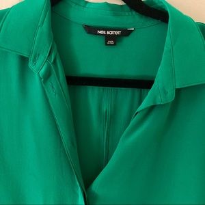 Neil Barrett Tops - Green Silk Concealed Button Back Slit Blouse Neil Barrett Tops - Green Silk Concealed Button Back Slit Blouse